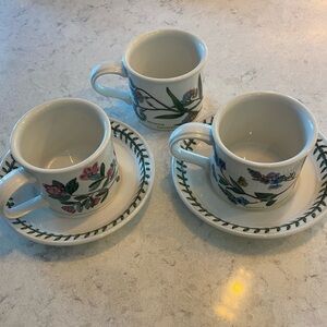 Portmeirion Botanical Mug and Saucer Set - Green and White